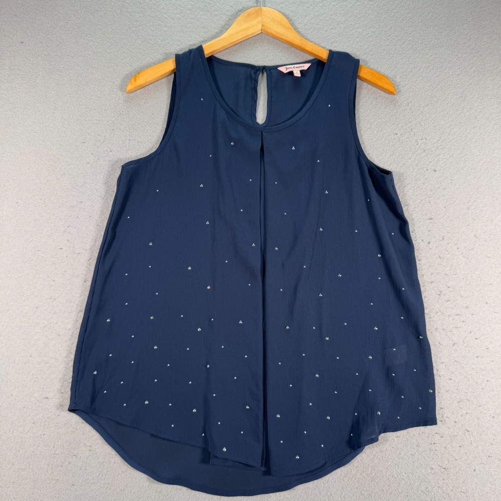 Juicy Couture Dazzled Embellished Tank Top Womens Medium Blue Lightweight Flowy